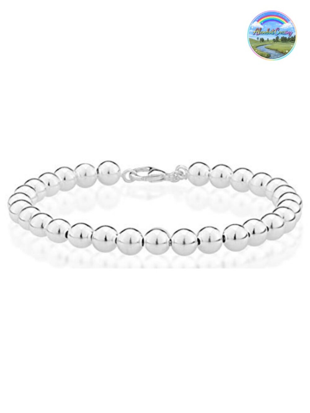 Italian Sterling Silver 6mm Bead Bracelet for Women